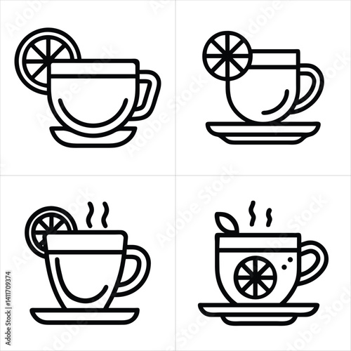 lemon tea icon set
