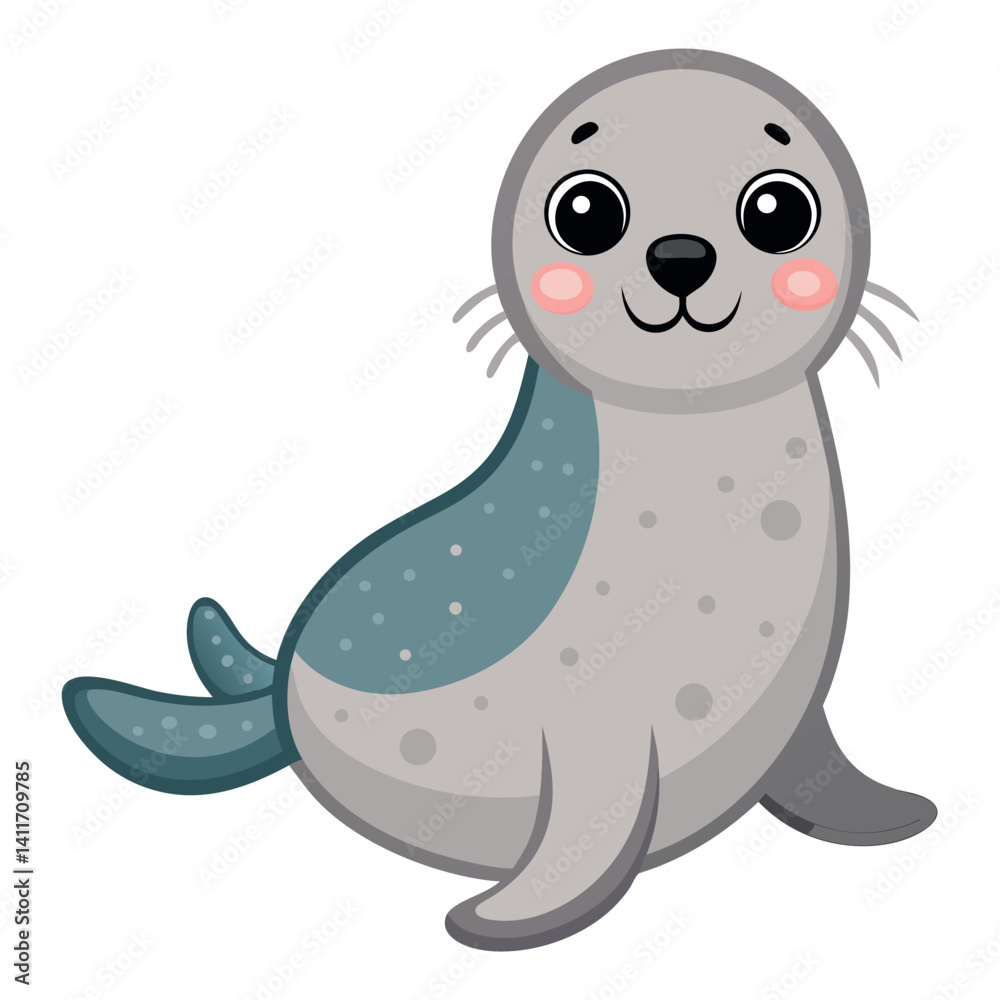 Cute cartoon seal vector on white background 