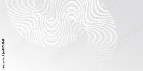 White abstract glowing geometric lines on gray background. Modern shiny blue circle modern