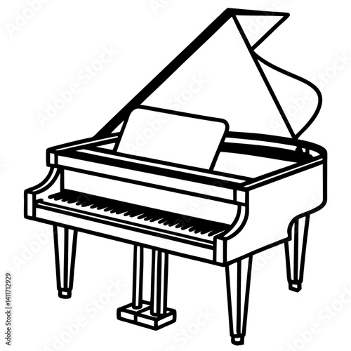 Vector silhouette of a grand piano