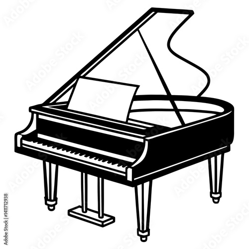 Vector silhouette of a grand piano