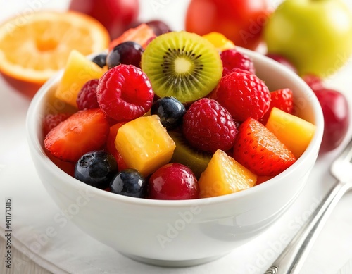 fruit salad in a bowl. healthy dessert.