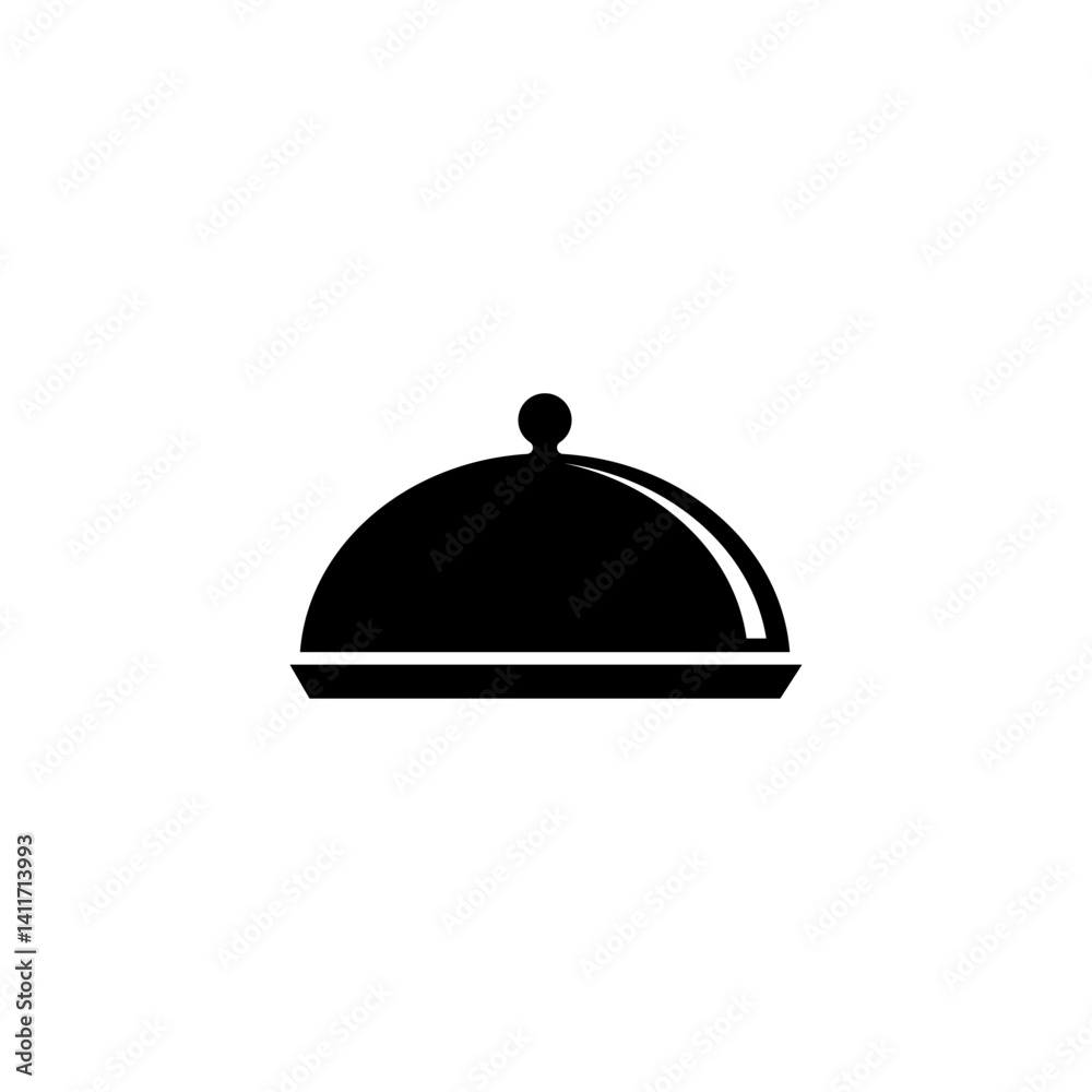 Simple black vector icon of a dining cloche or food cover Simple black vector icon of a dining cloche or food cover
