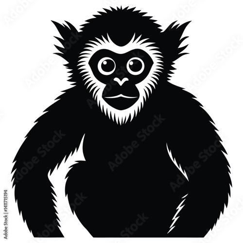 gibbon silhouette line art vector illustration