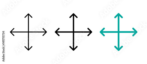 Drag icon move icon arrow drag symbol, direction arrows stroke filled and colored icon set.