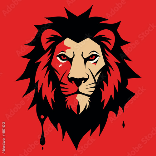 Graffiti style lion head silhouette with spray effort . 
