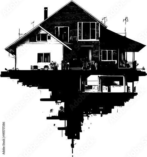 Duplex silhouette design, Duplex vector graphic