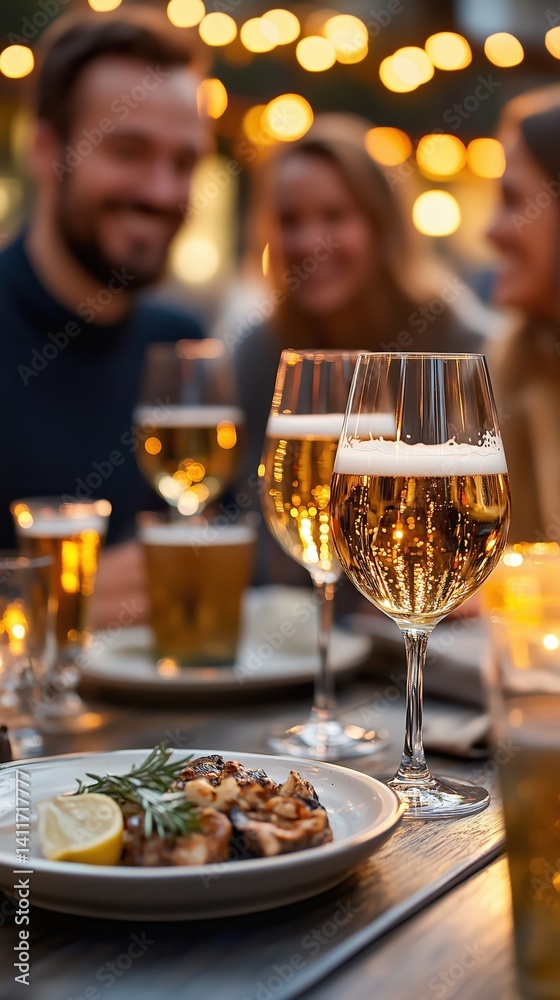 Obraz premium Friends enjoying drinks at cozy irish pub