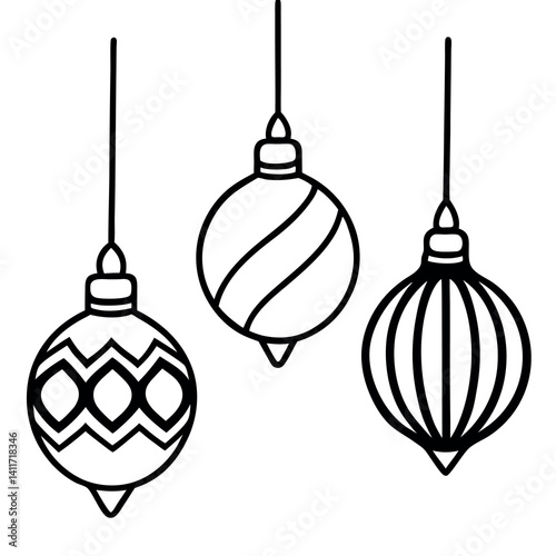 Hanging bauble ornament vector icon on white background