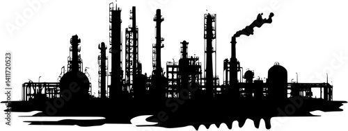 Silhouette of Chemical plant, Chemical plant vector image