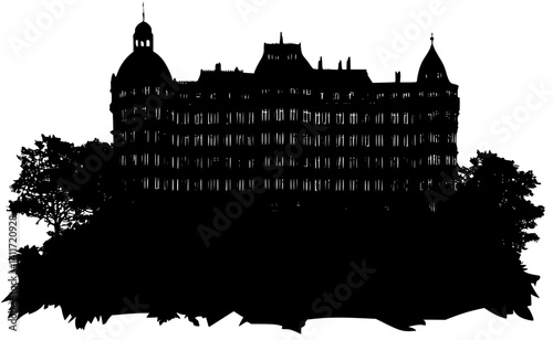 Silhouette of Hotel, Hotel vector image