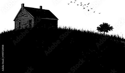 Silhouette of Halfway house, Halfway house vector image