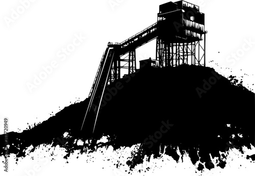 Silhouette of Mining facility, Mining facility vector image