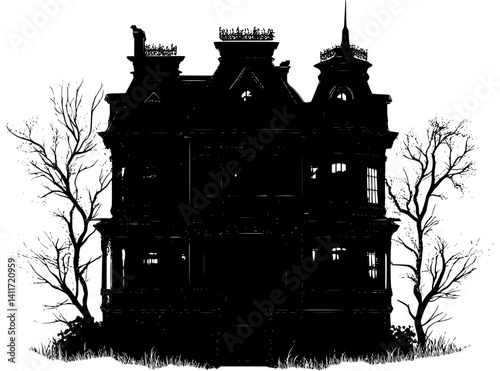 Mansion silhouette design, Mansion vector image