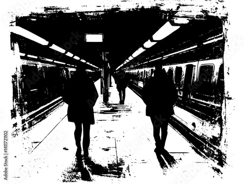 Subway station silhouette design, Subway station vector image