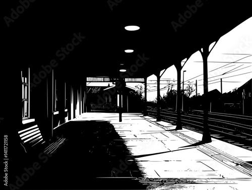 Train station silhouette design, Train station vector image