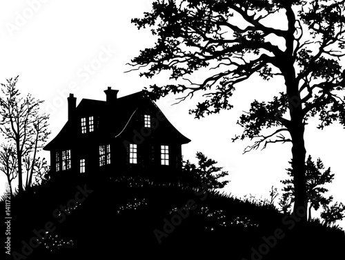 Silhouette of Cottage, Cottage vector illustration
