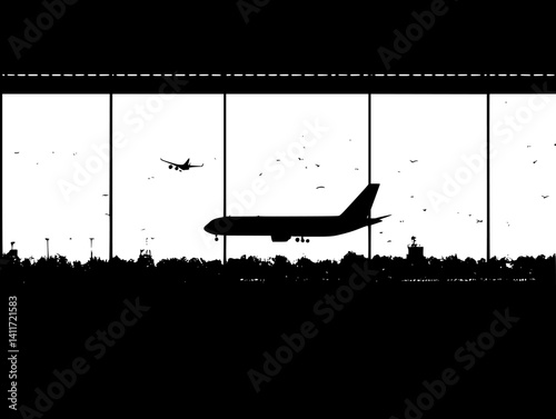 Silhouette of Airport, Airport vector illustration