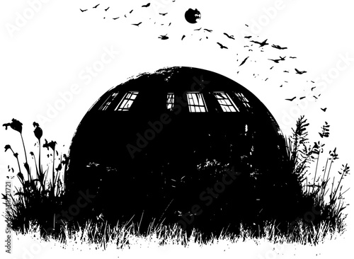 Earthship silhouette design, Earthship vector illustration