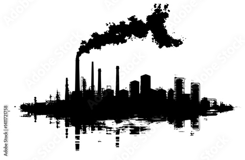 Silhouette of Factory, Factory vector illustration