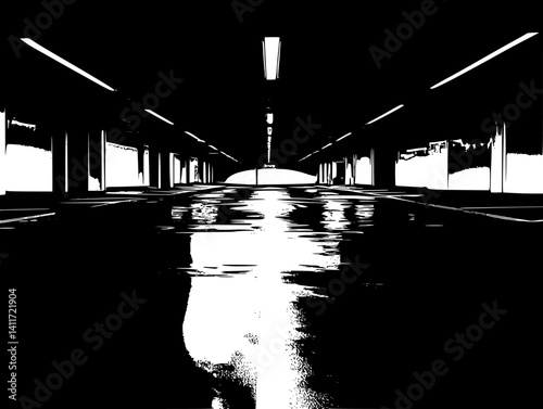 Silhouette of Parking garage, Parking garage vector illustration