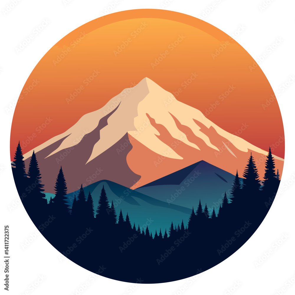 Vector art of mount rainier on white background