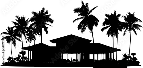 Villa silhouette design, Villa vector illustration