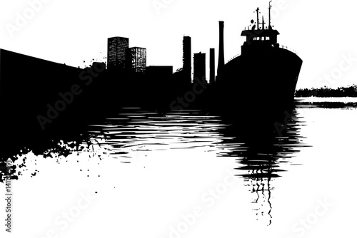Port silhouette design, Port illustration art