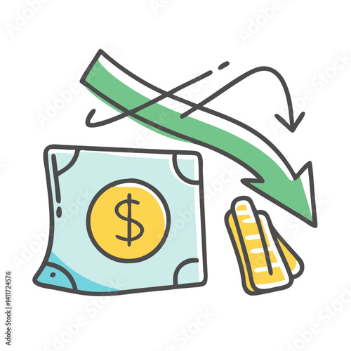 decreasing purchasing power icon, decreasing purchasing power vector illustration-simple illustration of decreasing purchasing power, perfect for decreasing purchasing power logos and icons
