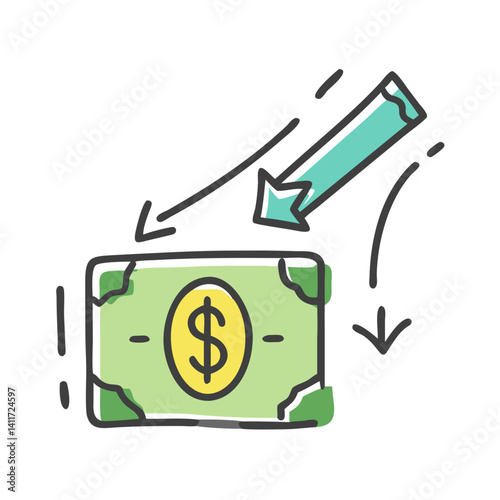 decreasing purchasing power icon, decreasing purchasing power vector illustration-simple illustration of decreasing purchasing power, perfect for decreasing purchasing power logos and icons