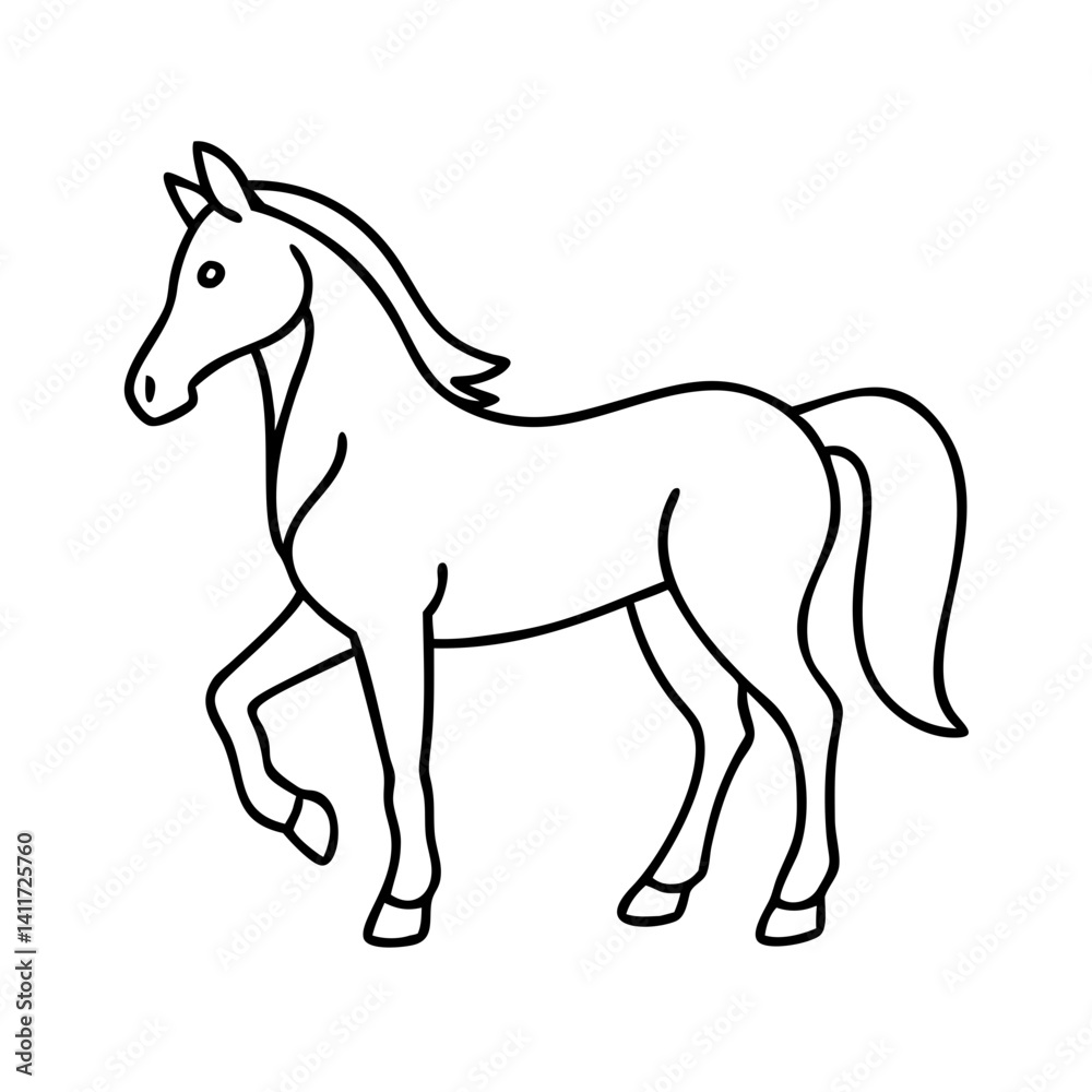 A Simple Line Drawing of a Horse Standing Sideways A Simple Line Drawing of a Horse Standing Sideways