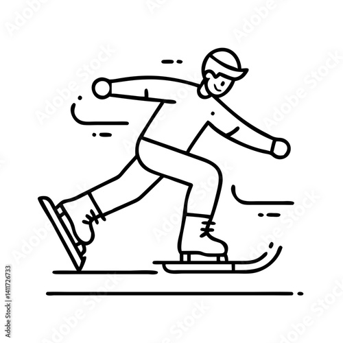 A Person Ice Skating Quickly and Gracefully on a Frozen Lake Winter Sports Activity
