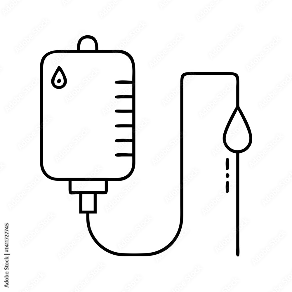 Medical IV Drip Bag Infusion System Line Healthcare Treatment Setup Medical IV Drip Bag Infusion System Line Healthcare Treatment Setup
