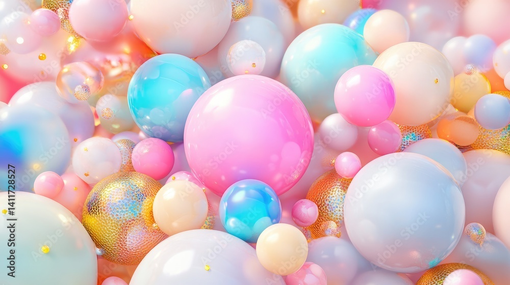 Colorful Abstract Background with Shiny Bubbles and Soft Pastels
