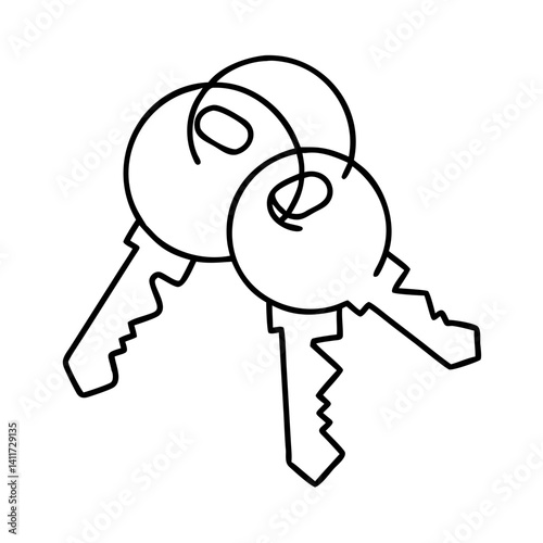 Simple Line Drawing of Two Keys Intertwined Together
