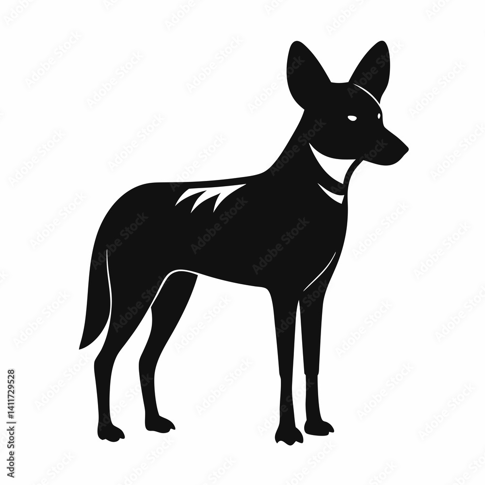 Fototapeta premium AI Generated African Wild Dog Vector Silhouette Isolate White Background
