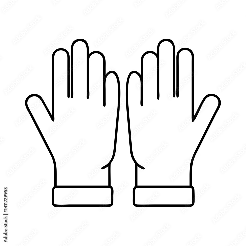 A Pair of Simple Line Drawing Gloves for Protection and Safety A Pair of Simple Line Drawing Gloves for Protection and Safety