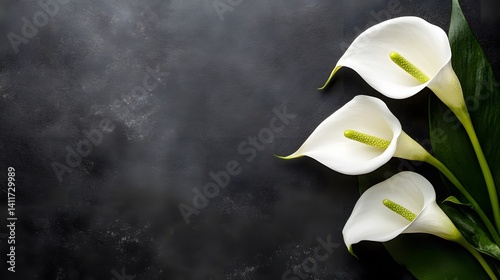 Elegant White Calla Lilies on Dark Background Funeral Sympathy Card