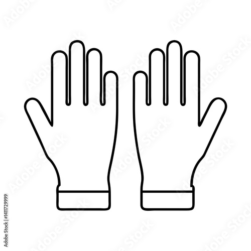 A Pair of Simple Line Drawing Gloves for Protection and Safety