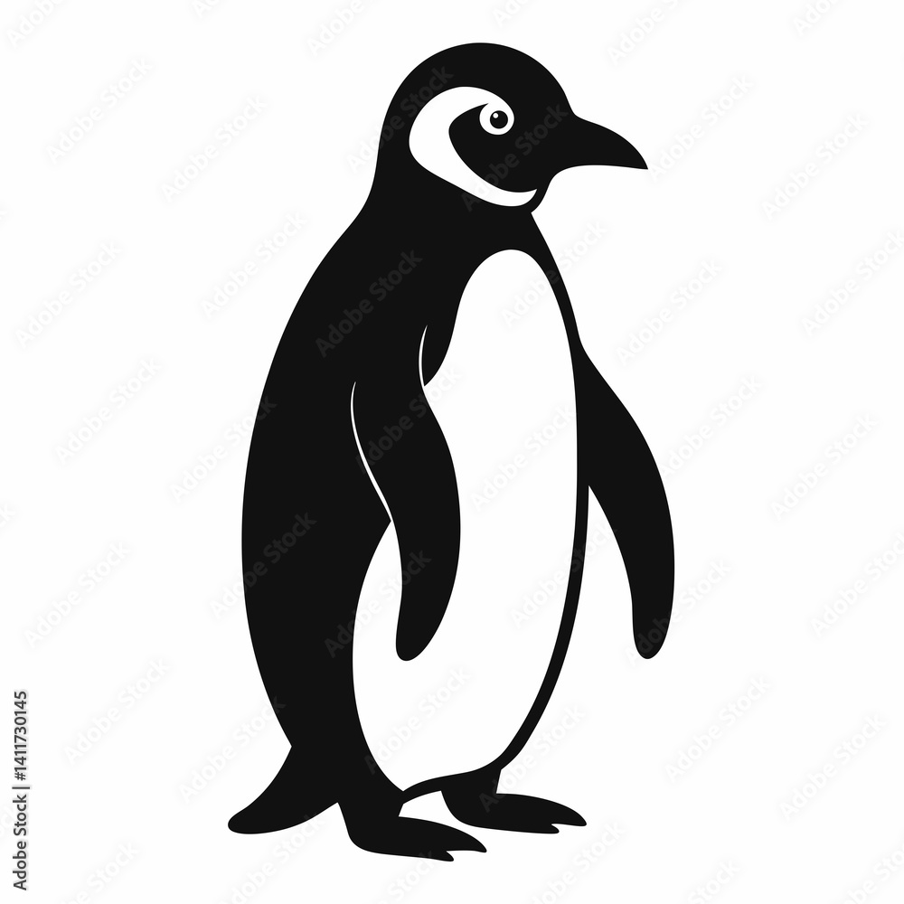 Fototapeta premium AI Generated African Penguin Vector Silhouette Isolate White Background