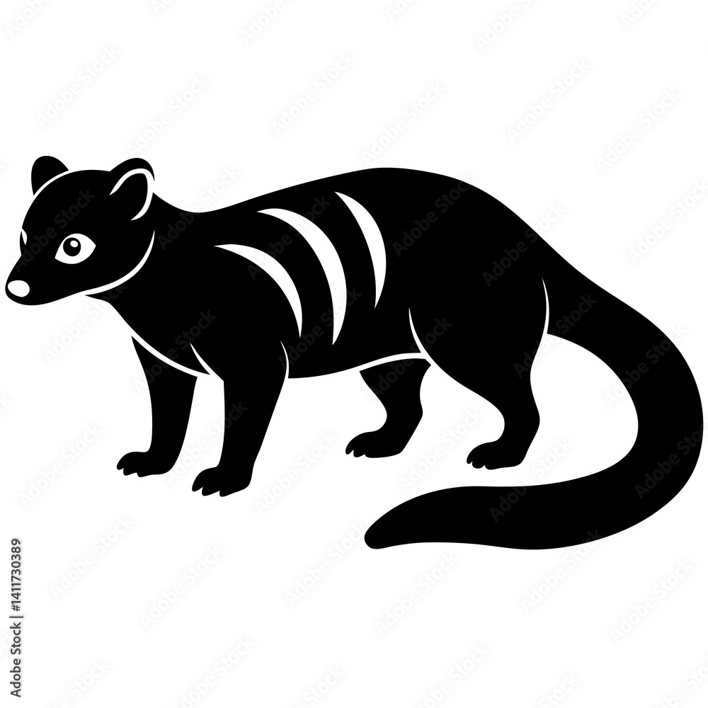 Fototapeta premium AI Generated African Palm Civet Vector Silhouette Isolate White Background
