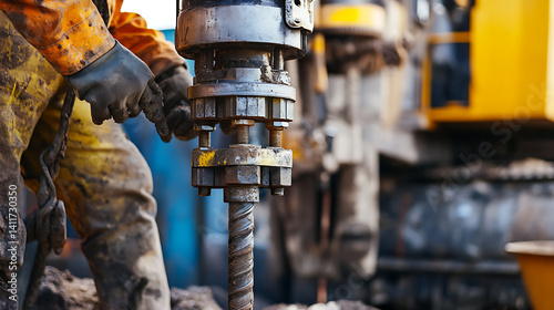 Miner operating a drilling rig to access lithium ore. Featuring drilling operation