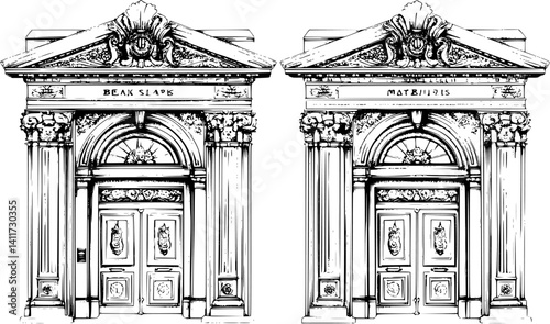 Two Victorian style Banks designs, Victorian style Banks vector graphic