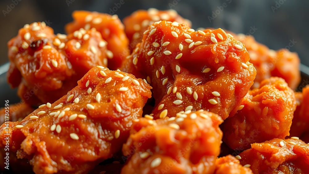 Delicious glazed chicken wings generously sprinkled with sesame seeds are a perfect appetizer or snack. Delicious glazed chicken wings generously sprinkled with sesame seeds are a perfect appetizer or snack.