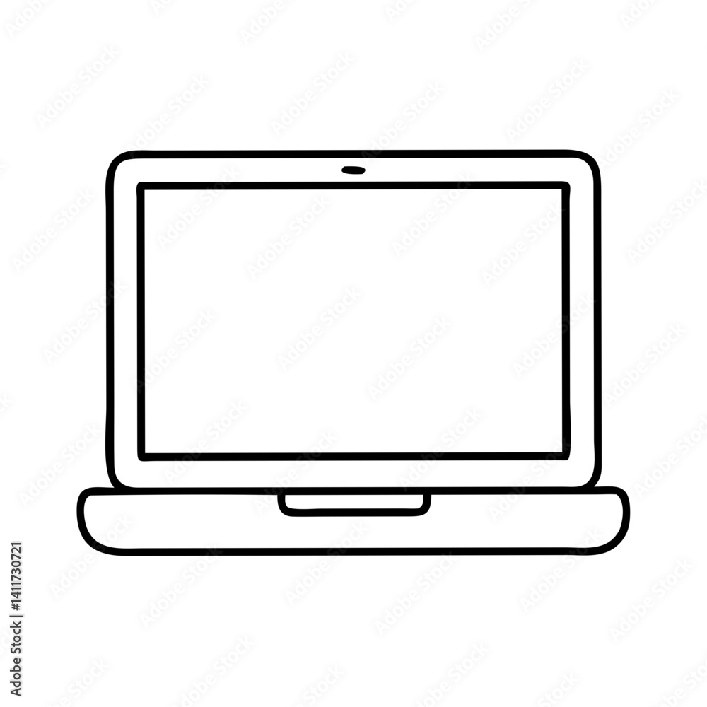A Simple Line Drawing of a Closed Laptop Computer A Simple Line Drawing of a Closed Laptop Computer