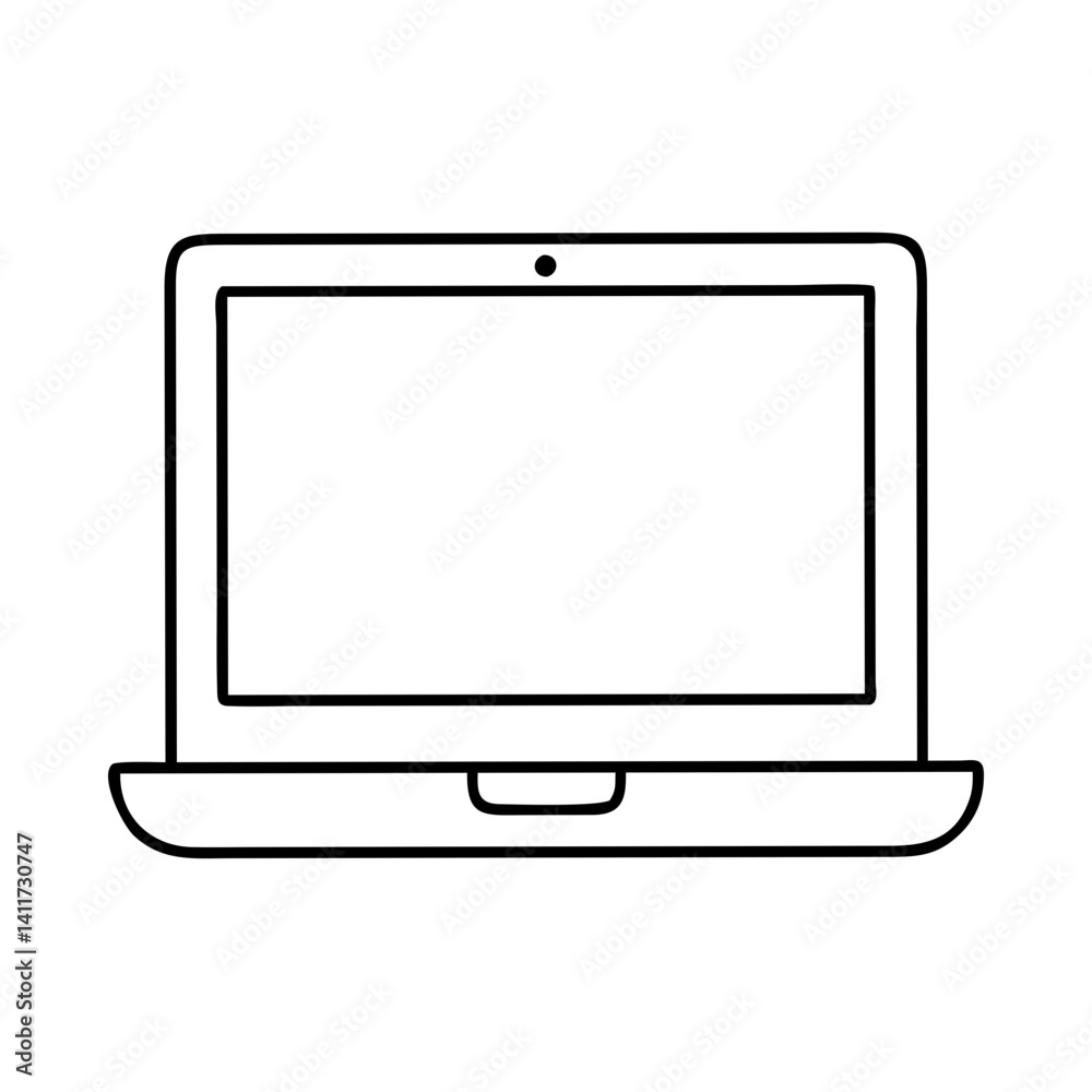 Simple Line Drawing of a Closed Laptop Computer Notebook PC Simple Line Drawing of a Closed Laptop Computer Notebook PC