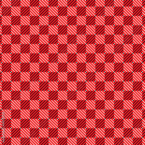 Red Gingham Checkered Pattern. Textile design of textured plaid. Checkered fabric pattern swatch for print, tartan, gift wrap, textiles, checkered background for tablecloth. Stripes crossed