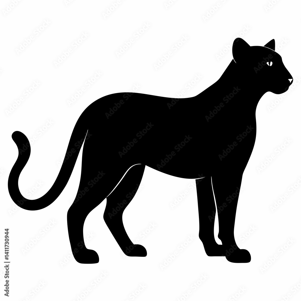 Fototapeta premium AI Generated African Golden Cat Vector Silhouette Isolate White Background