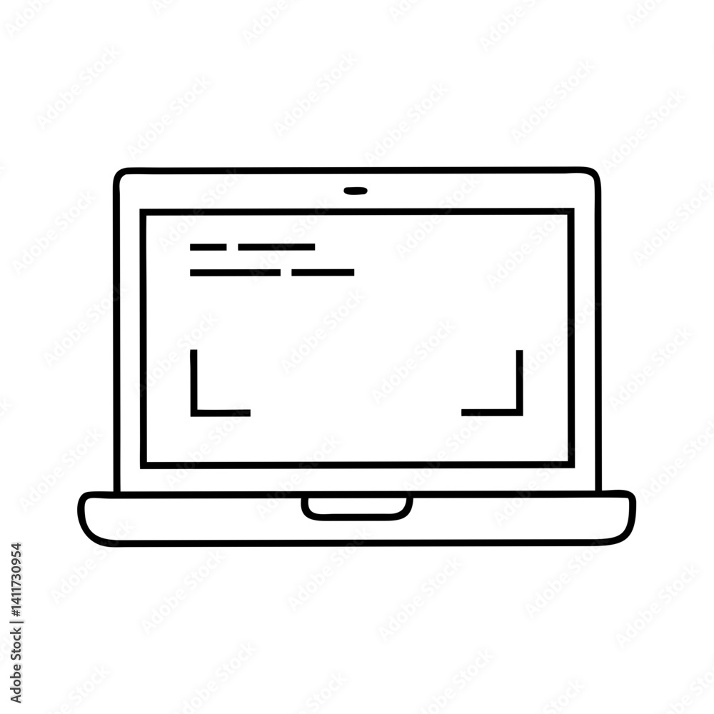 Simple Line Drawing of a Laptop Computer Screen Showing Code or a Program Simple Line Drawing of a Laptop Computer Screen Showing Code or a Program