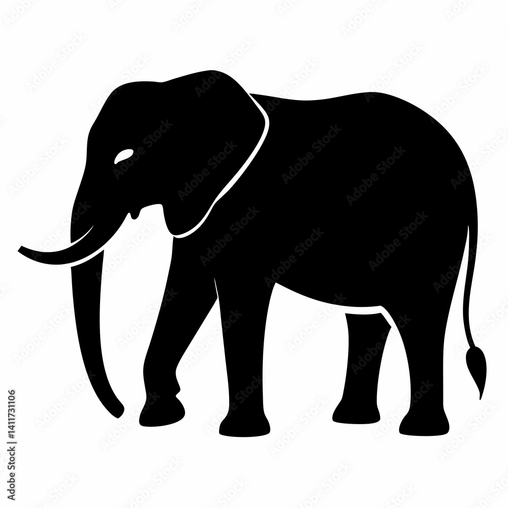 AI Generated African Forest Elephant Vector Silhouette Isolate White Background AI Generated African Forest Elephant Vector Silhouette Isolate White Background
